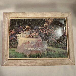 Musical Wooden Jewelry Box Red Velvet Cottage core Floral